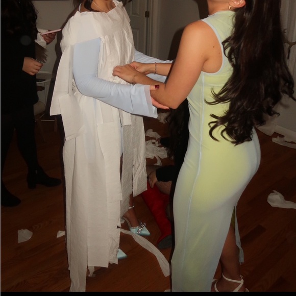 High neck blue/green mesy dress - Picture 2 of 2